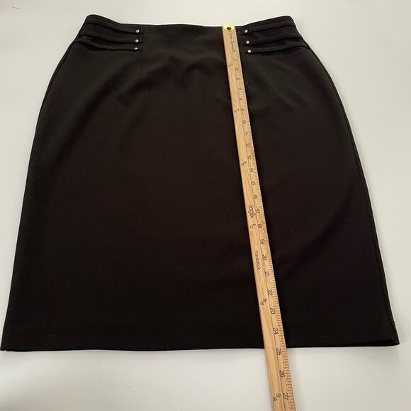 NYCC Size L Black Pencil Skirt Pull On Stretch Polyester/Spandex Blend - Picture 6 of 6